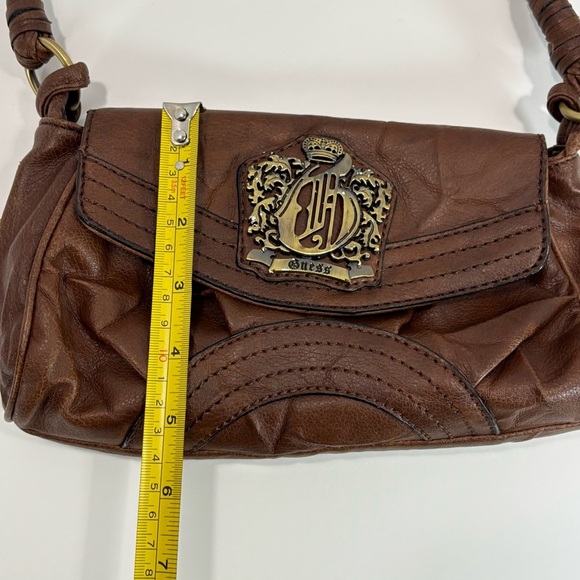 Vintage Y2K Guess Brown Leather Shoulder Bag Crown Logo Boho - Picture 8 of 8